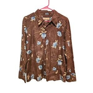 Jamaica Bay Women's Size Large Petite Floral Long Sleeve Button Up‎